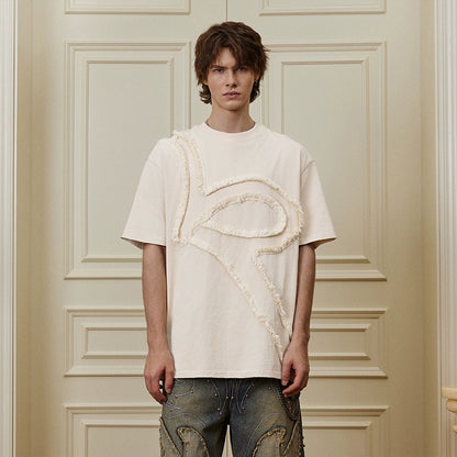 Fringe Tape Oversize Short Sleeve T-Shirt WN17973