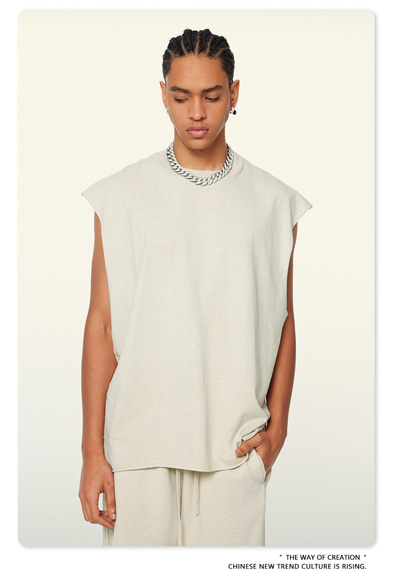 Washed Oversize Sleeveless T-Shirt WN6069