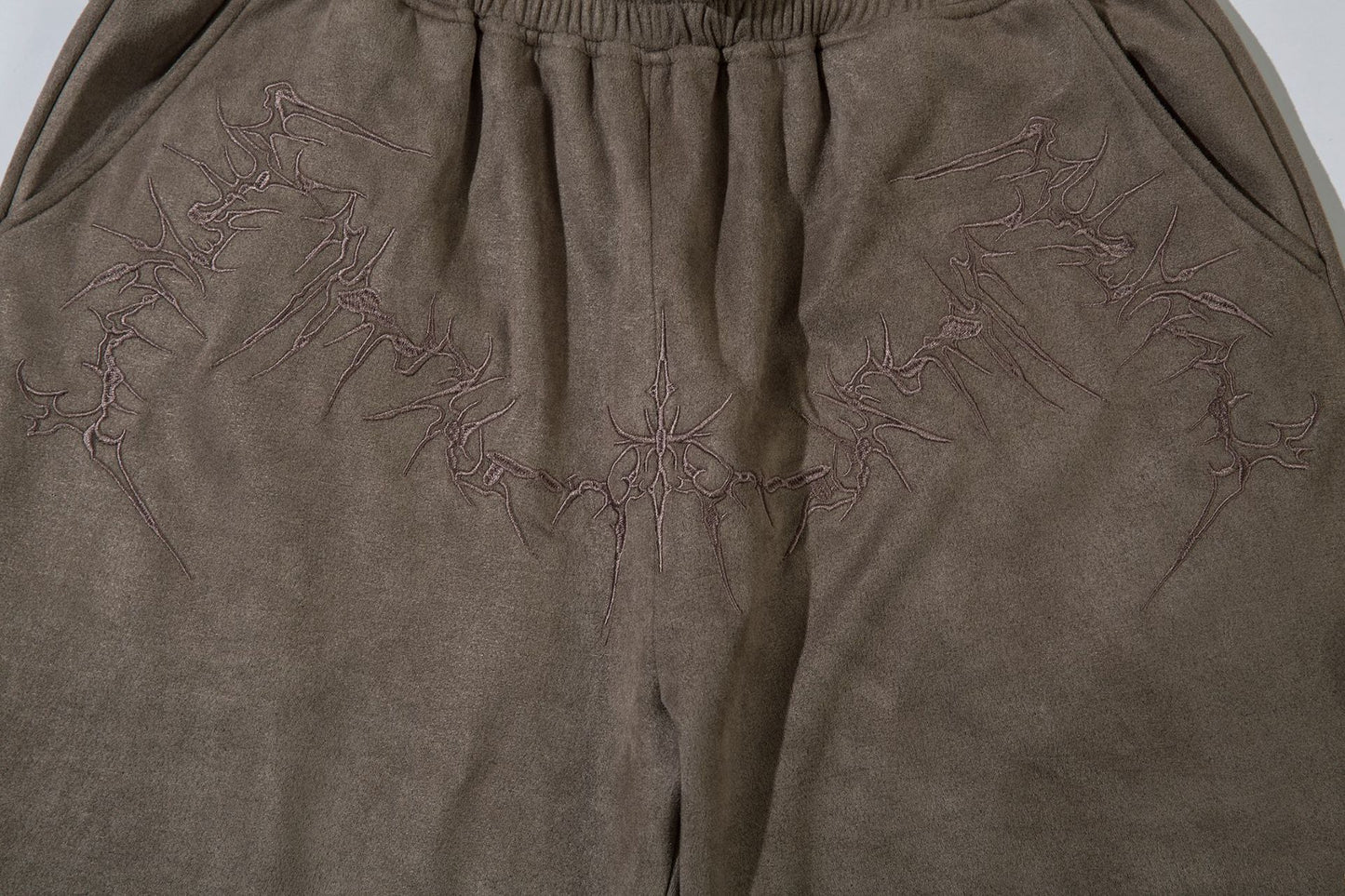 Suede Embroidery Wide Leg Half Pants WN16205