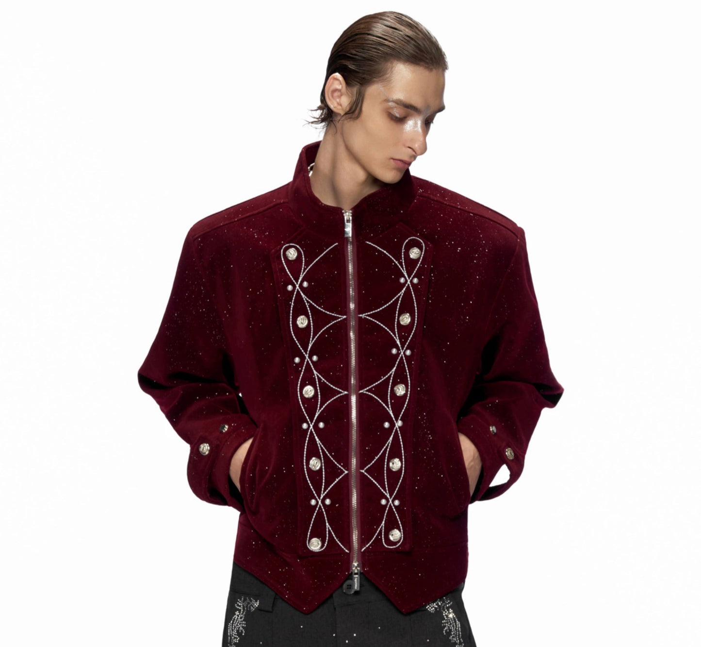 Sequin Patchwork Short Jacket WN20519