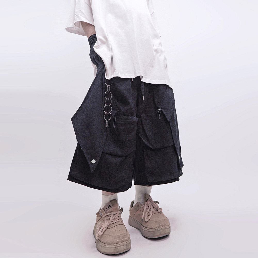 Multi Pocket Wide Leg Cargo Half Pants WN23986