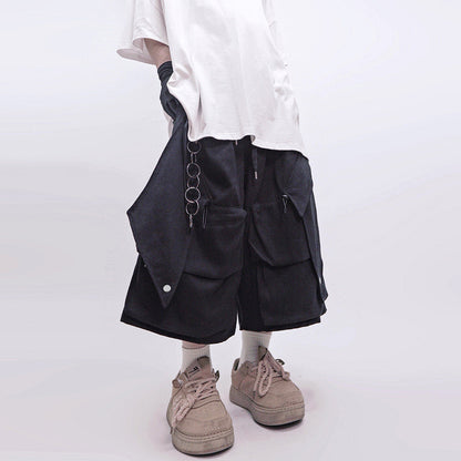 Multi Pocket Wide Leg Cargo Half Pants WN23986