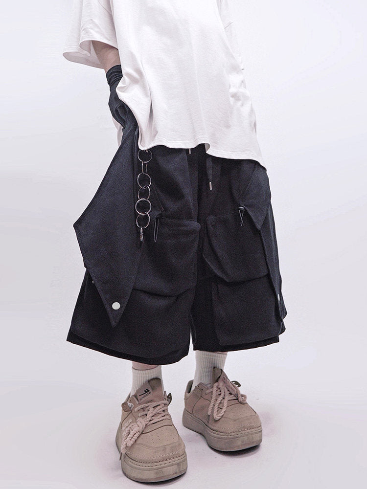 Multi Pocket Wide Leg Cargo Half Pants WN23986