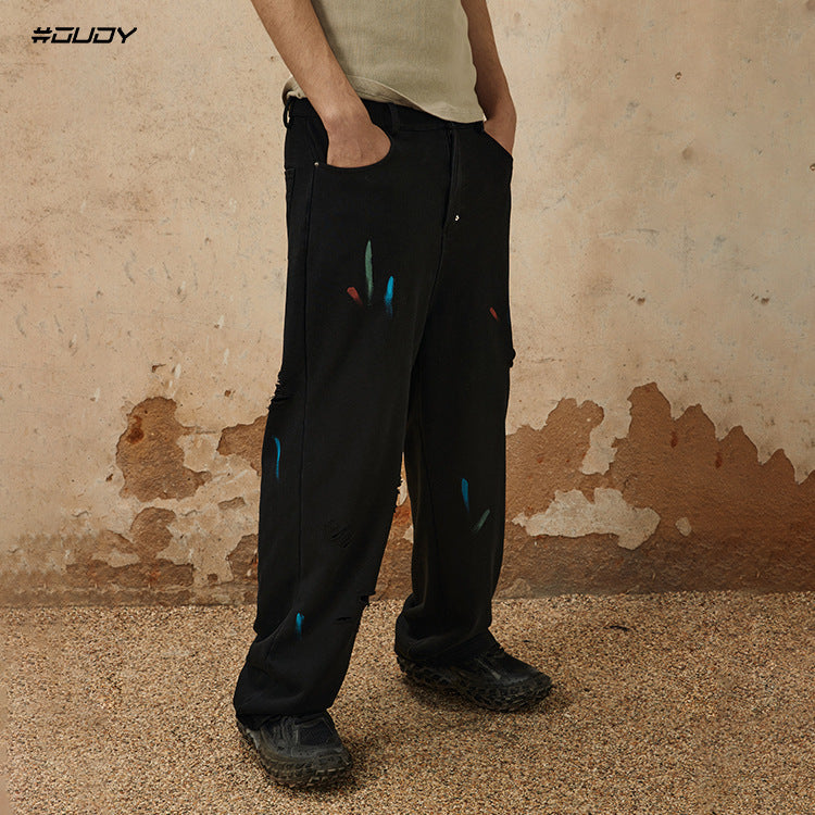 Paint-Splatter Wide Leg Pants WN12473