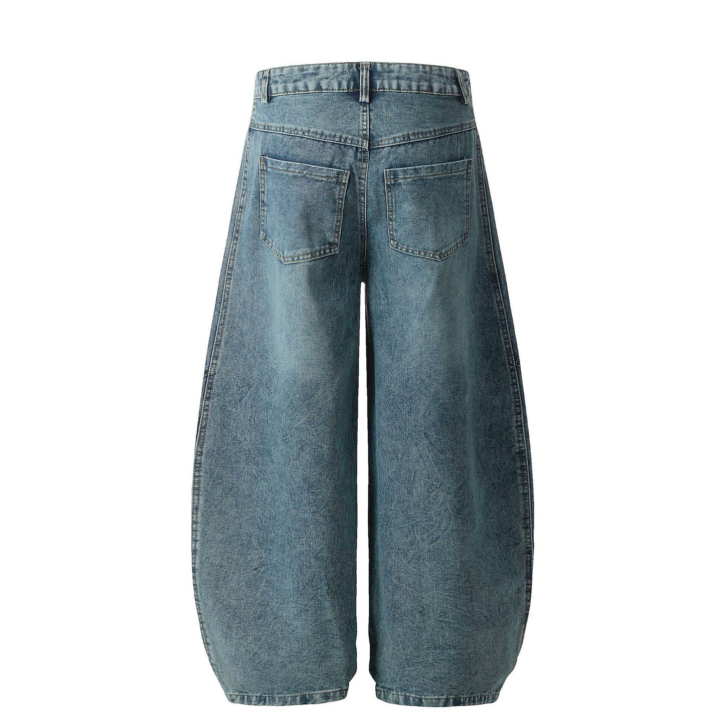 Washed Triple Stripe Panel Design Wide Leg Denim Jeans WN25432