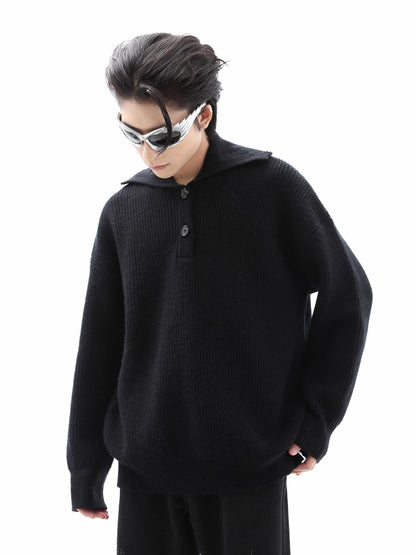 Oversize Big-Collar Knit Sweater WN10482