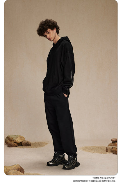 Oversize Zipper Design Damage Hoodie WN9979