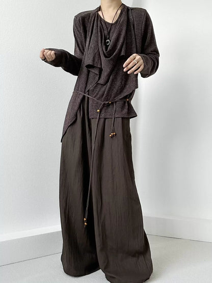 Pleats Relaxed Fit Flowy Wide Leg Pants WN19649