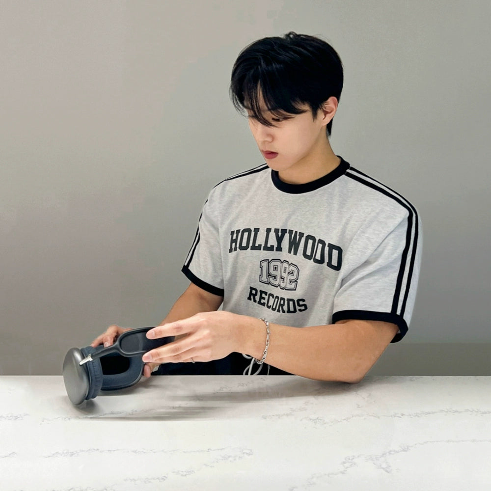 Colorblock Letter Print Oversize Short Sleeve T-Shirt WN20249