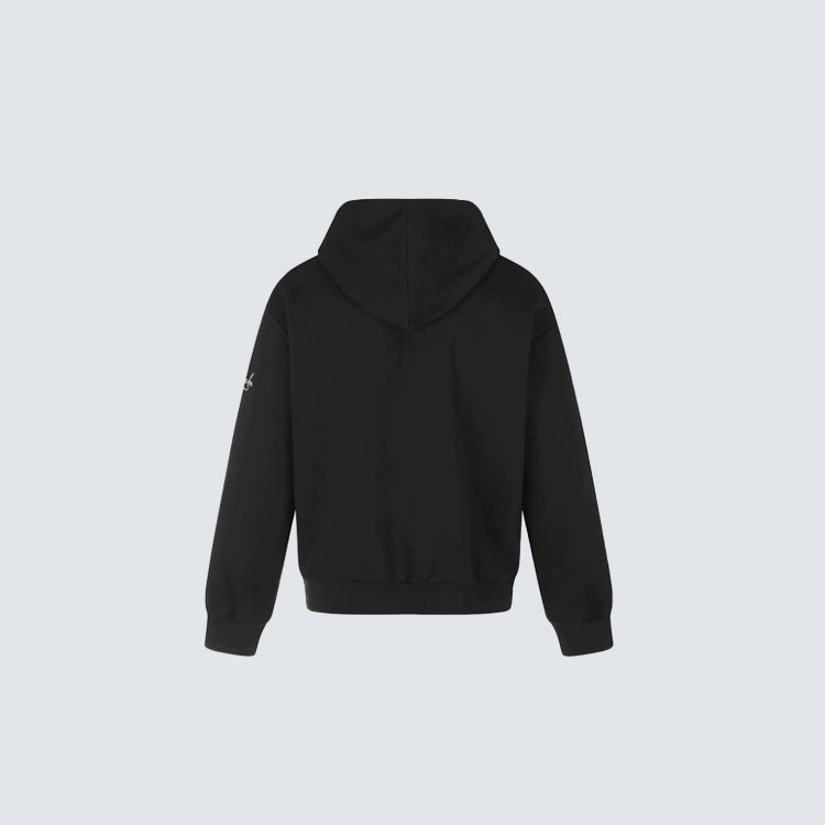 Knot Embroidery Metal Stud Cross Zipper Hoodie WN27796