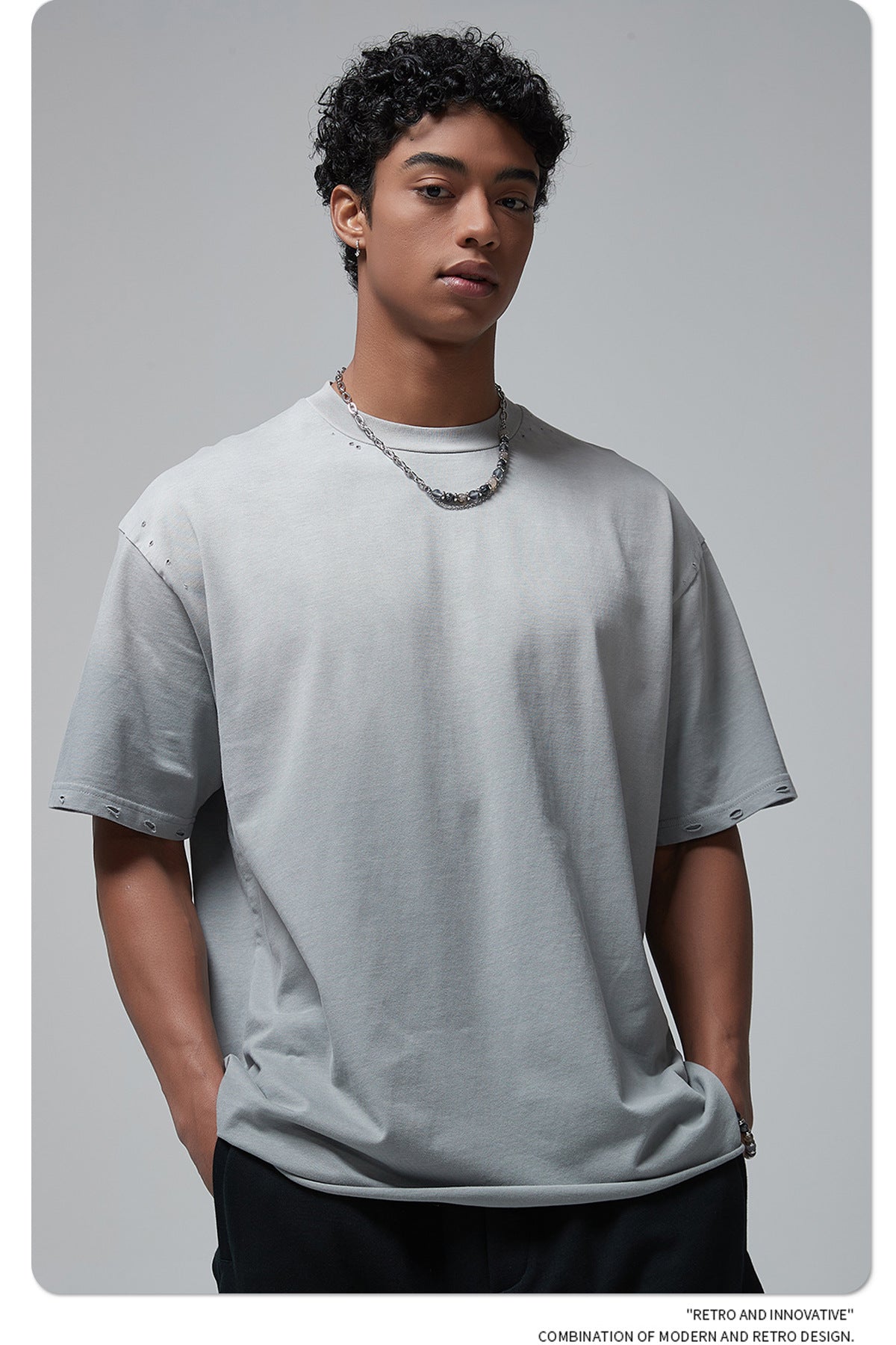 Spray Dyeing Round Neck Short Sleeve T-Shirt WN7806