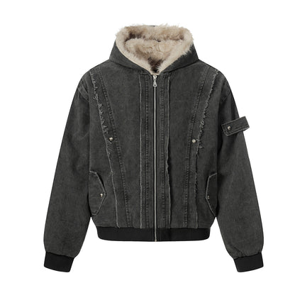 Fleece Lining Hooded Zipper Puffer Jacket WN21865