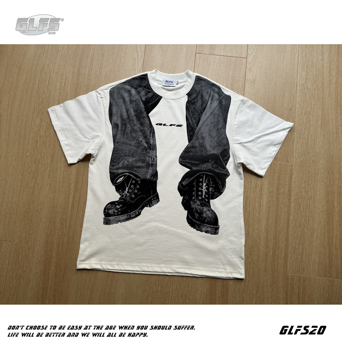 Denim Trompe-l'œil Print Cotton Short Sleeve T-Shirt WN26561