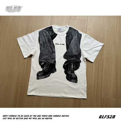 Denim Trompe-l'œil Print Cotton Short Sleeve T-Shirt WN26561