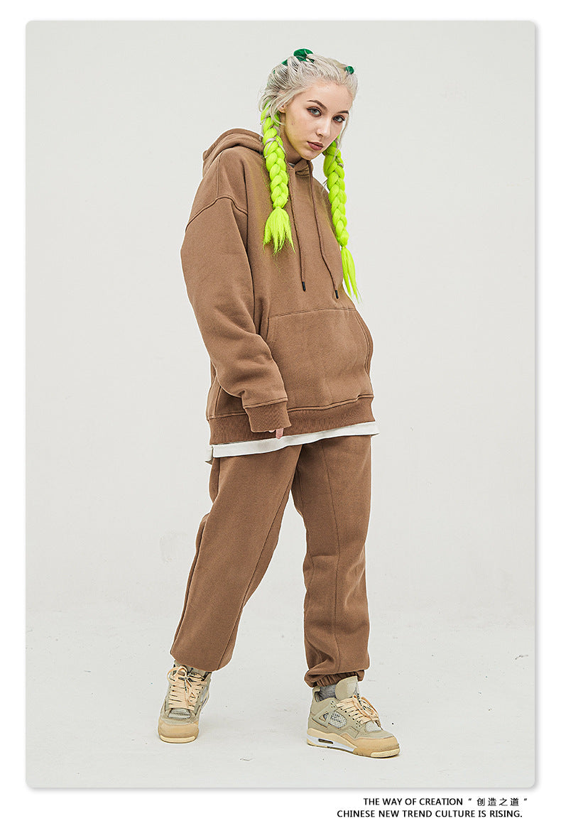 Fleece Lining Oversize Hoodie & Fleece Lining Sweatpants Setup WN9931-K