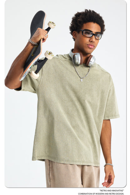 Washed Plain Oversize Short Sleeve T-Shirt WN16261