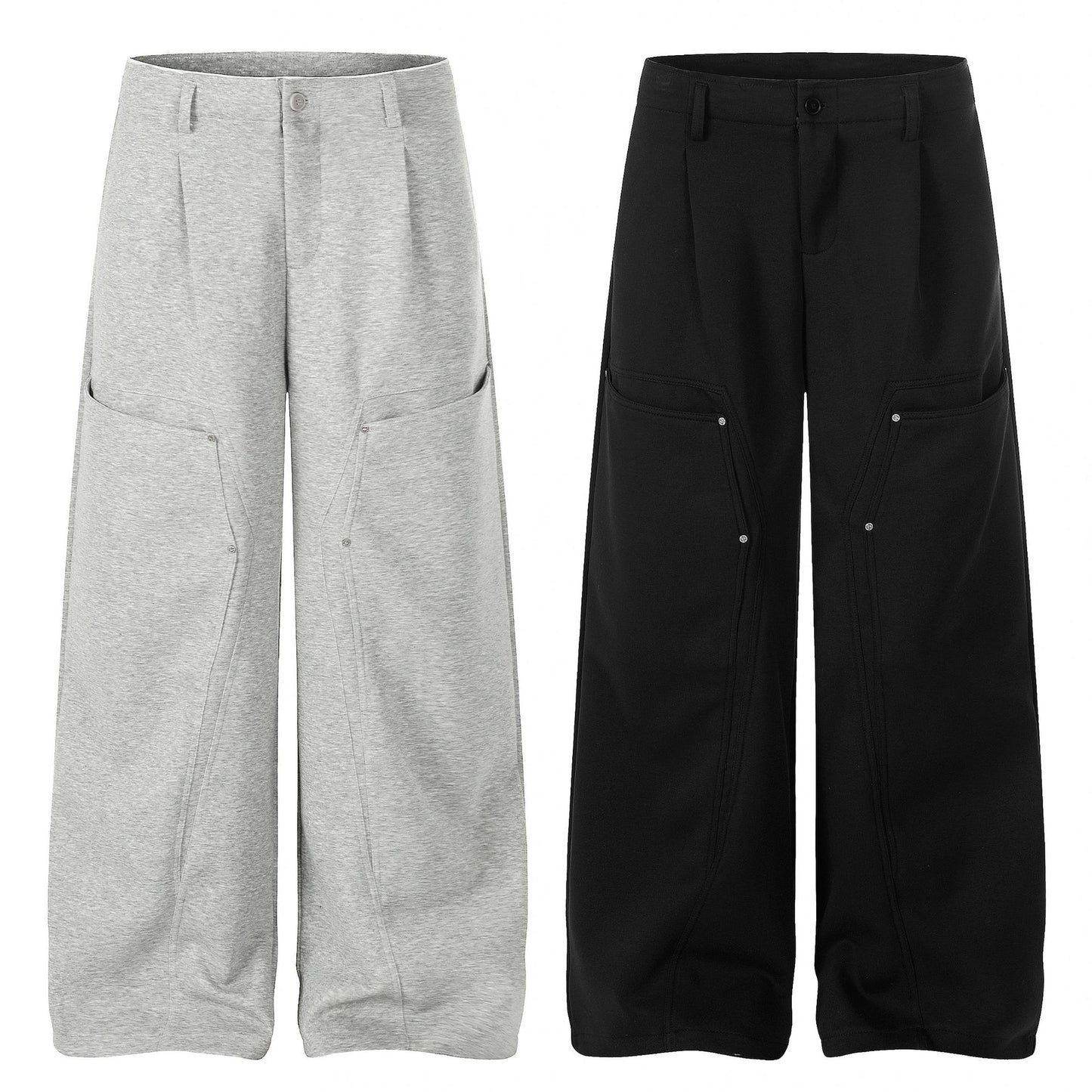 Deconstruction Irregular Curved Seam Wide Leg Sweatpants WN25834
