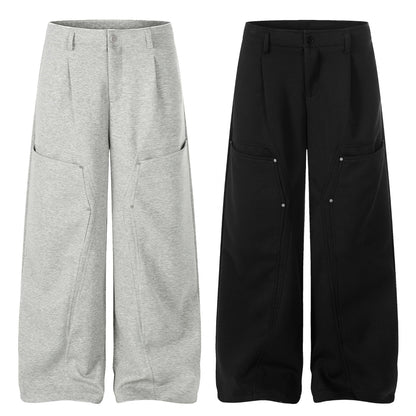 Deconstruction Irregular Curved Seam Wide Leg Sweatpants WN25834