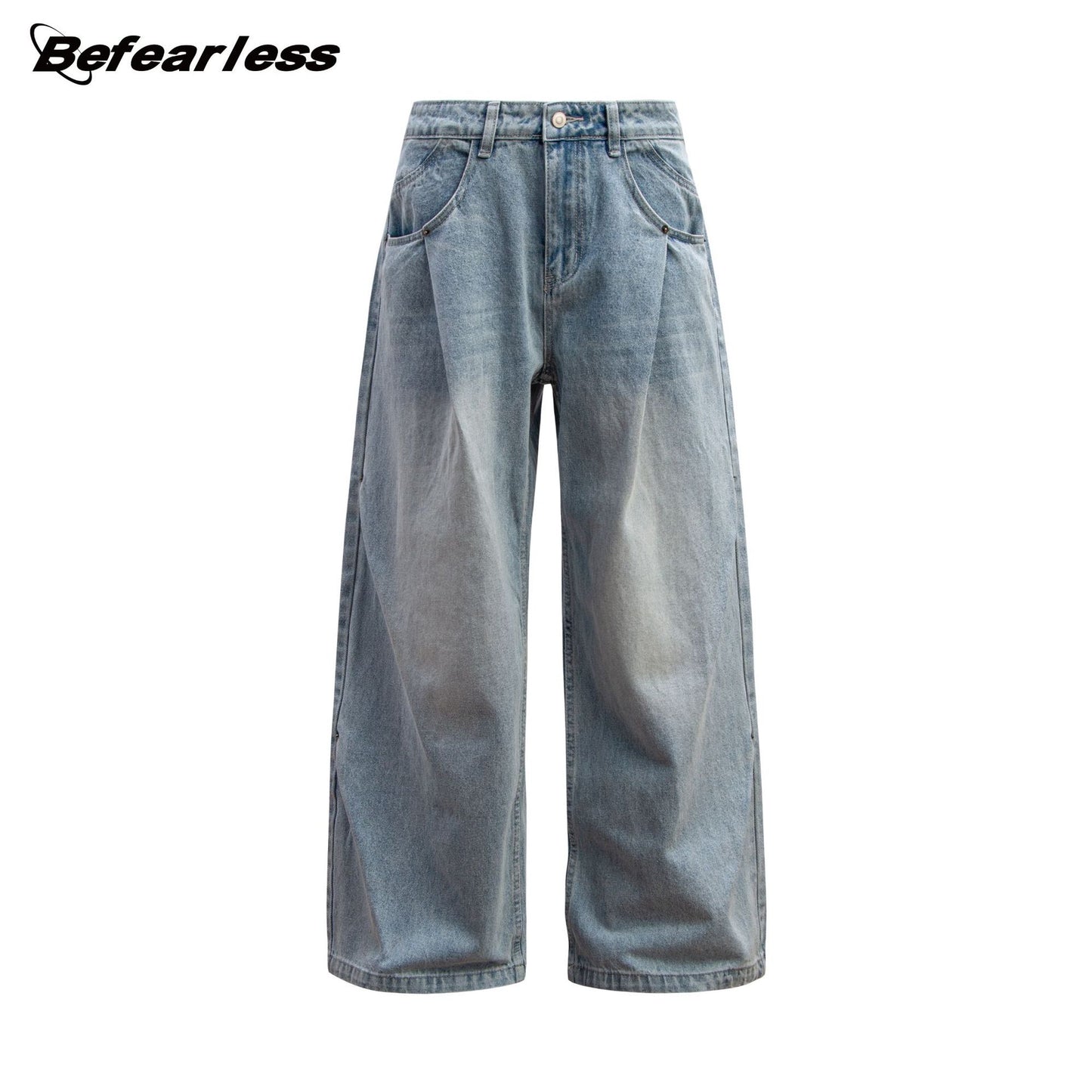 Washed Whisker Wide Leg Denim Jeans WN26186