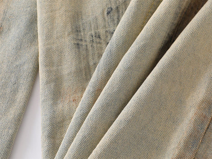 Washed Mud Dye Dirty Wide-Leg Denim Jeans WN15083