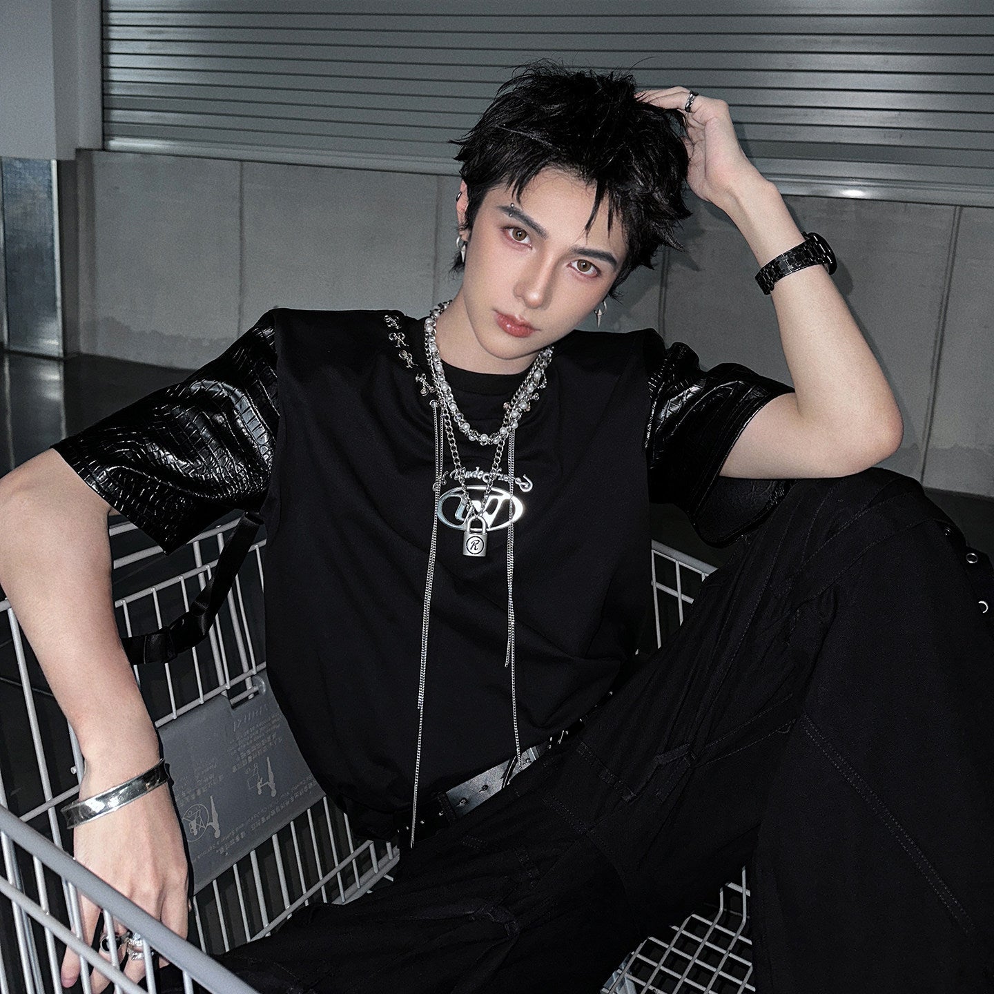 Oversize Contrast Short Sleeve T-Shirt WN25112