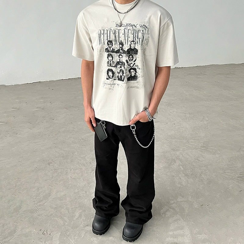 Portrait Print Oversize Short Sleeve T-Shirt WN19565