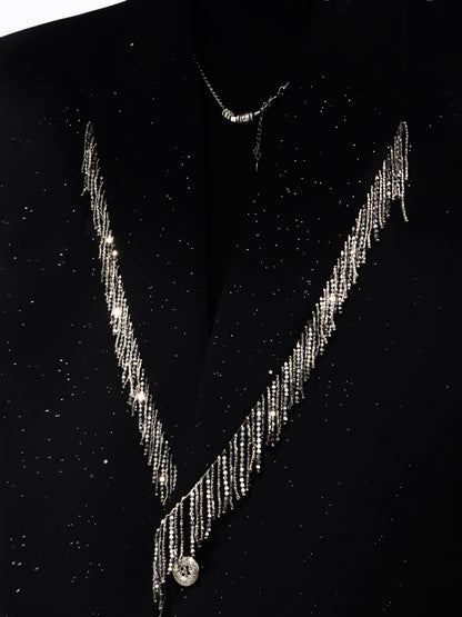 Fringe Studs Tailored Jacket & Flare Trousers Setup WN23700