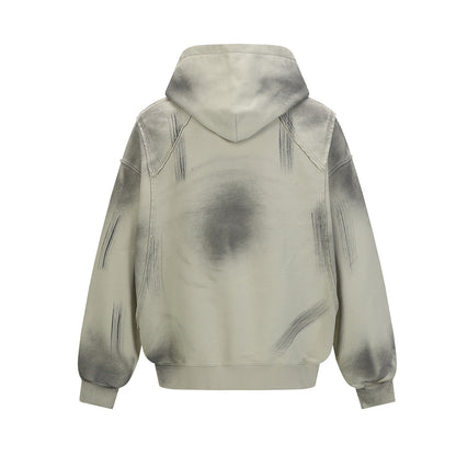 Spray Paint Wash Raw Edge Pullover Hoodie WN25713