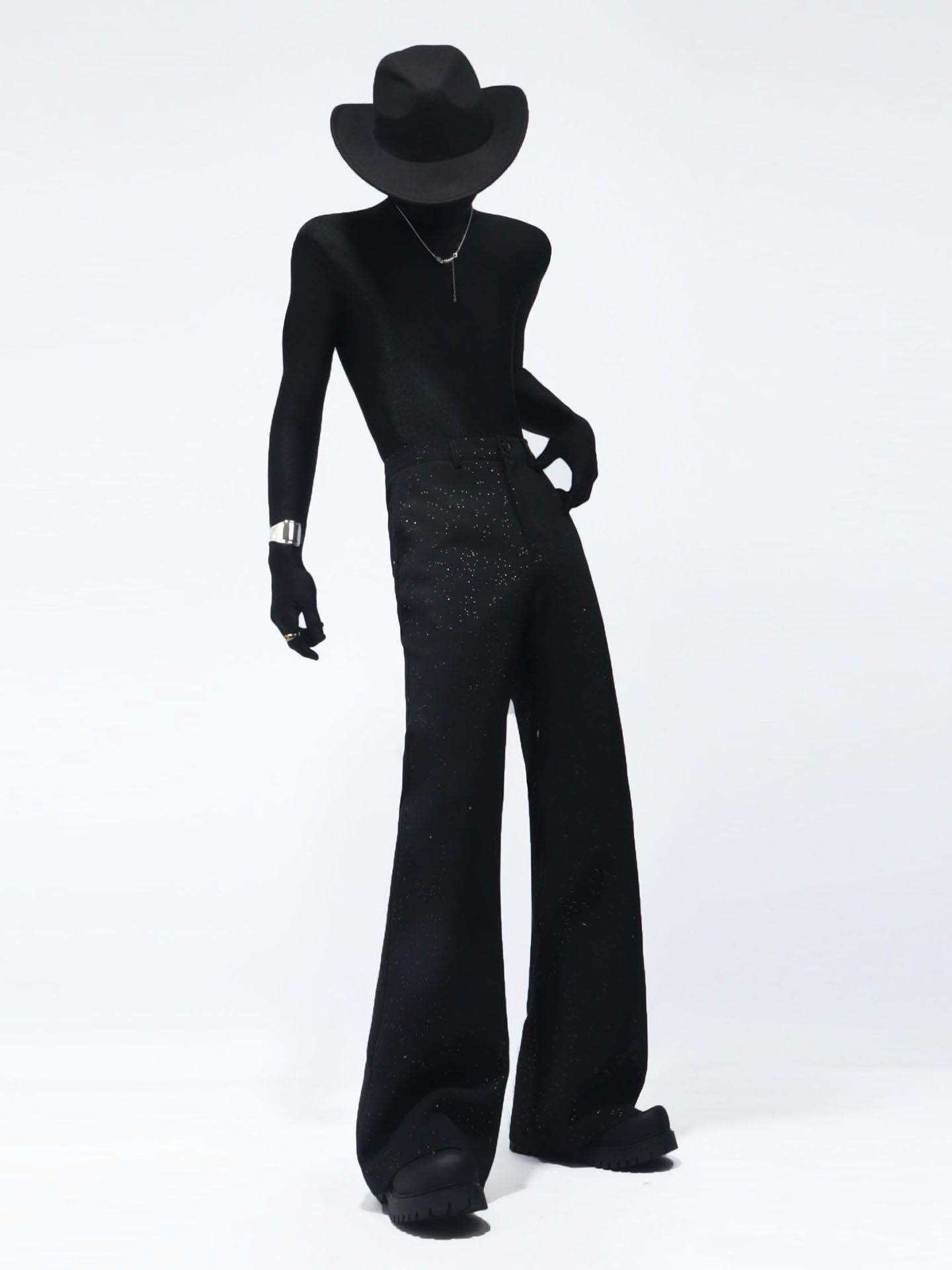 Studs Decor Tailored Jacket & Studs Flare Trousers Setup WN23720
