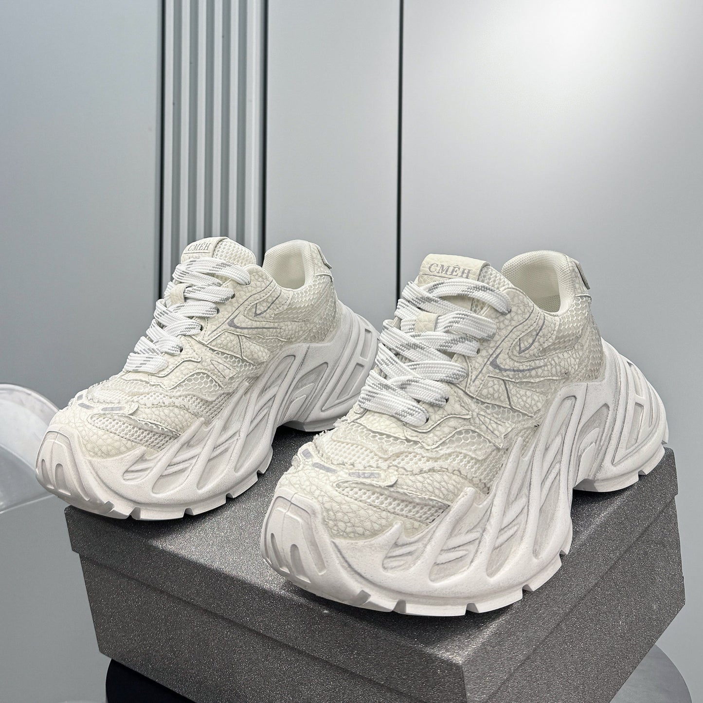 Mesh Washed Thick Sole Sneakers WN24661