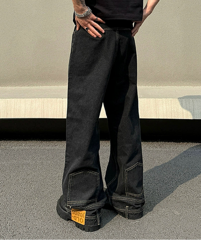 Reversed Design Straight Denim Half Pants & Denim Jeans WN19394