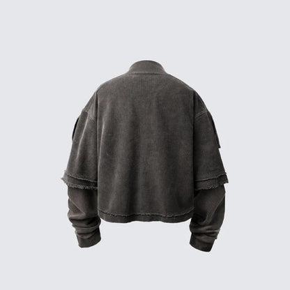 Washed Damage Fake Layered Long Sleeve T-Shirt WN28096