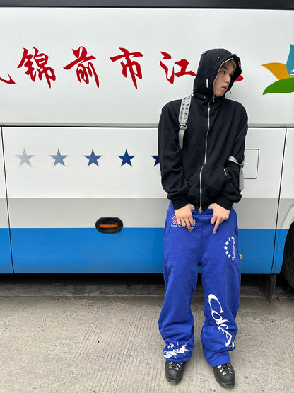 Wide Leg Graphic Print Sweat Pants WN27167