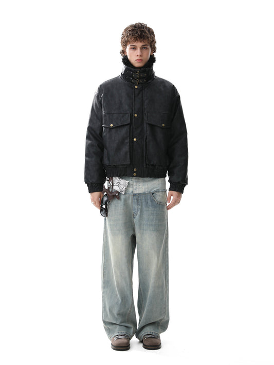 Fake Fur Collar Cropped Utility Jacket WN28023