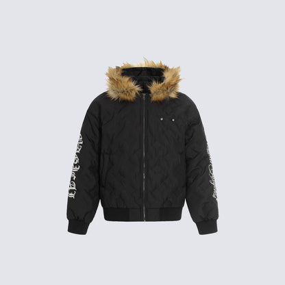 Fake Fur Collar Hooded Puffer Jacket WN28025