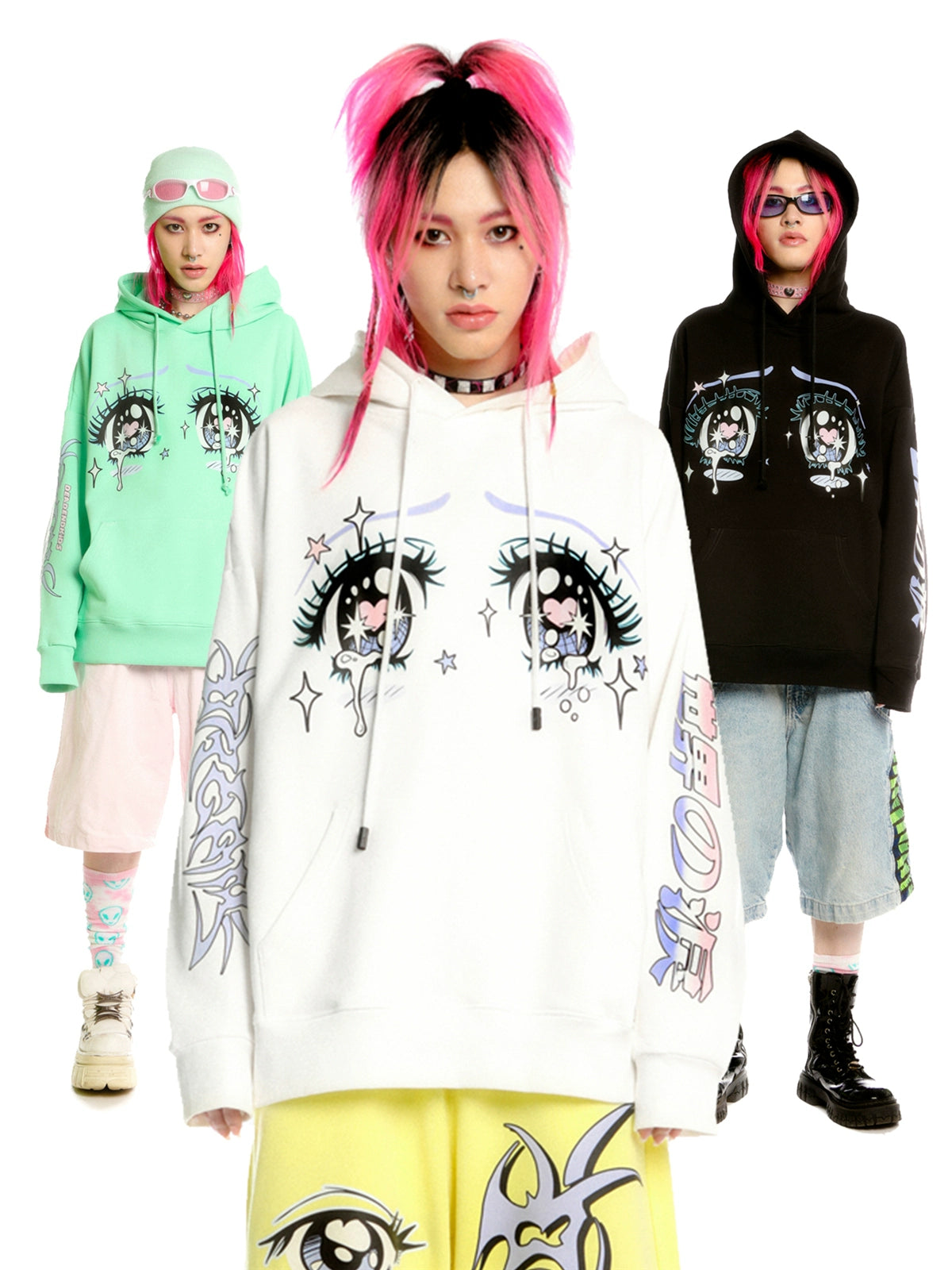 Illustration Eye Print Hoodie WN22270