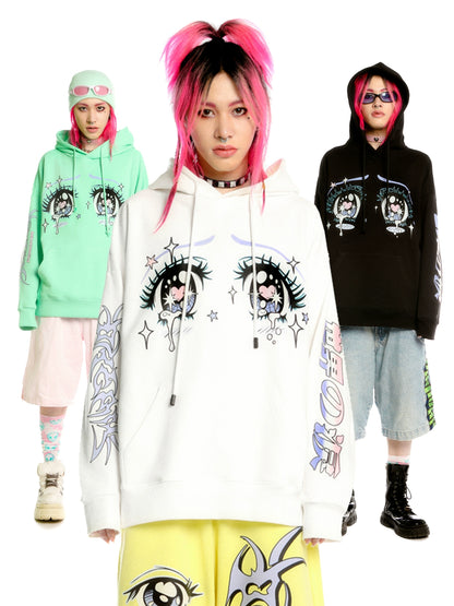Illustration Eye Print Hoodie WN22270