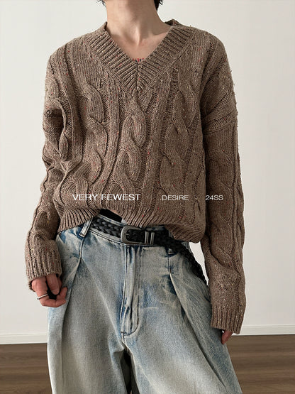 Twists V-neck Short Knit Sweater WN8945