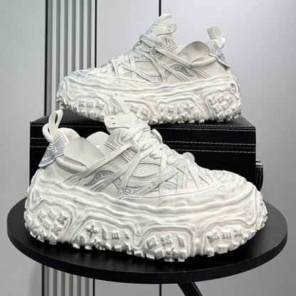 Damage Mesh Strap Platform Chunky Sole Sneakers WN24709