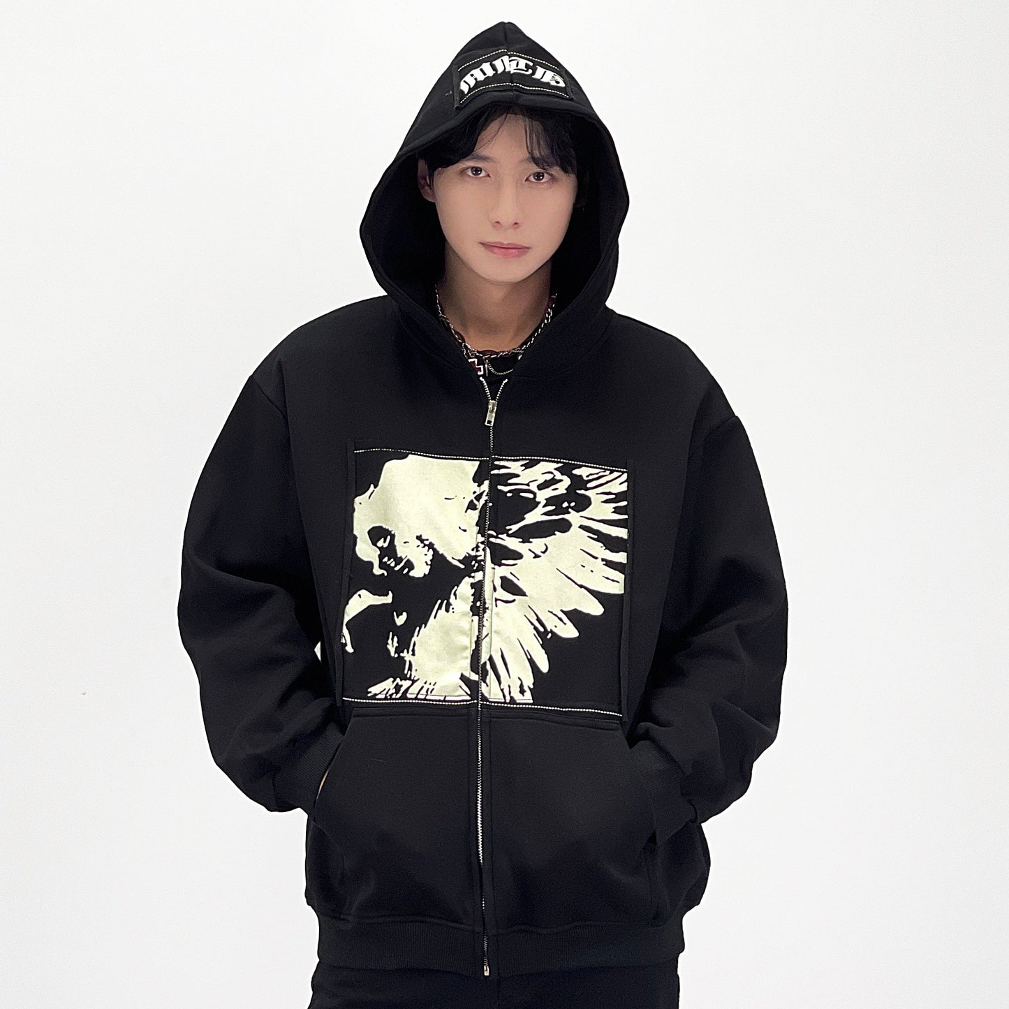 Applique Embroidery Zipper Hoodie WN24237
