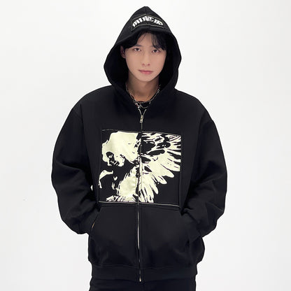 Applique Embroidery Zipper Hoodie WN24237