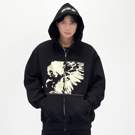 Applique Embroidery Zipper Hoodie WN24237