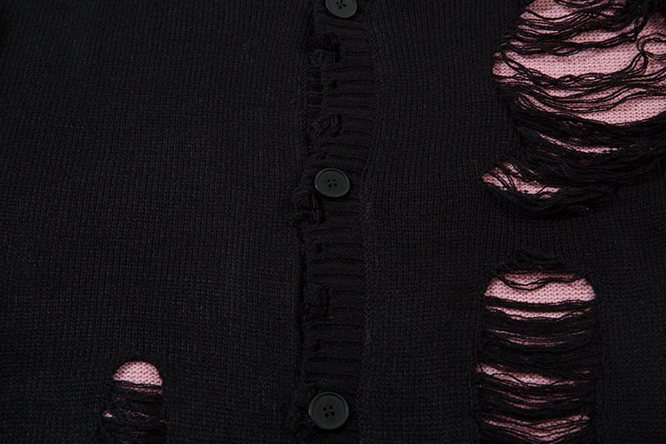 Damage Cutout Knit Sweater WN11444