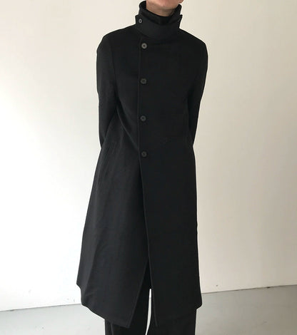 High Slit Single-Breasted Wool Coat WN21595