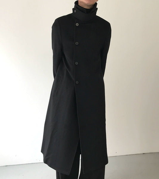 High Slit Single-Breasted Wool Coat WN21595