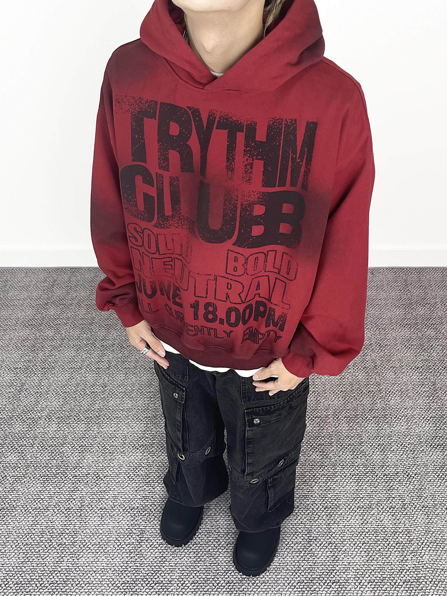 Letter Tie-Dye Heavyweight Short Pullover Hoodie WN24257