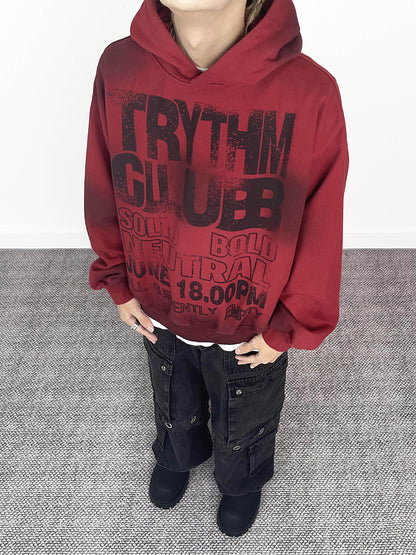 Letter Tie-Dye Heavyweight Short Pullover Hoodie WN24257
