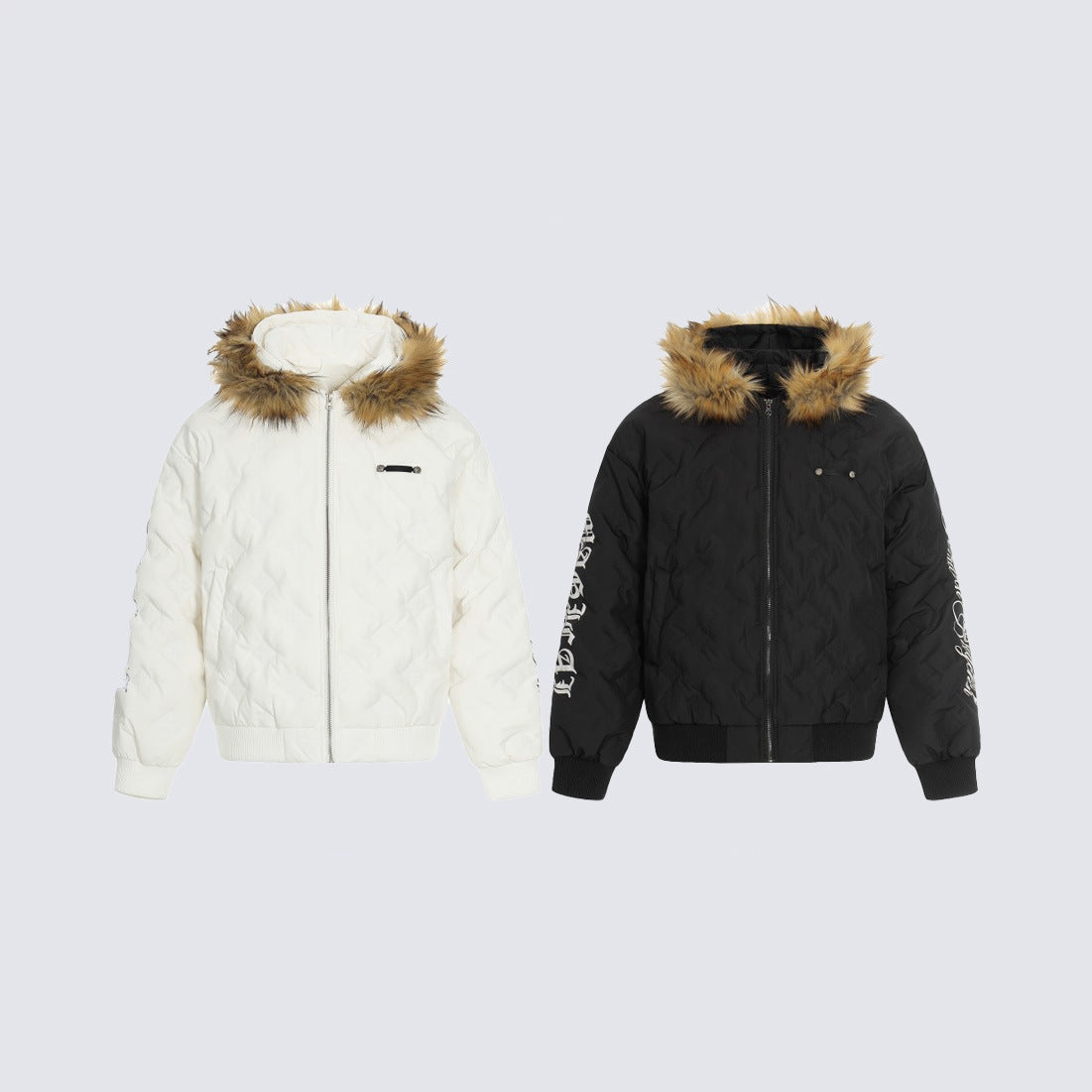 Fake Fur Collar Hooded Puffer Jacket WN28025