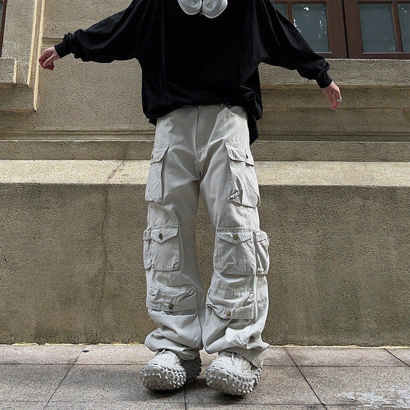 Multi-Pocket Straight Wide Leg Cargo Pants WN24384