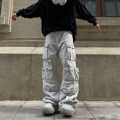 Multi-Pocket Straight Wide Leg Cargo Pants WN24384